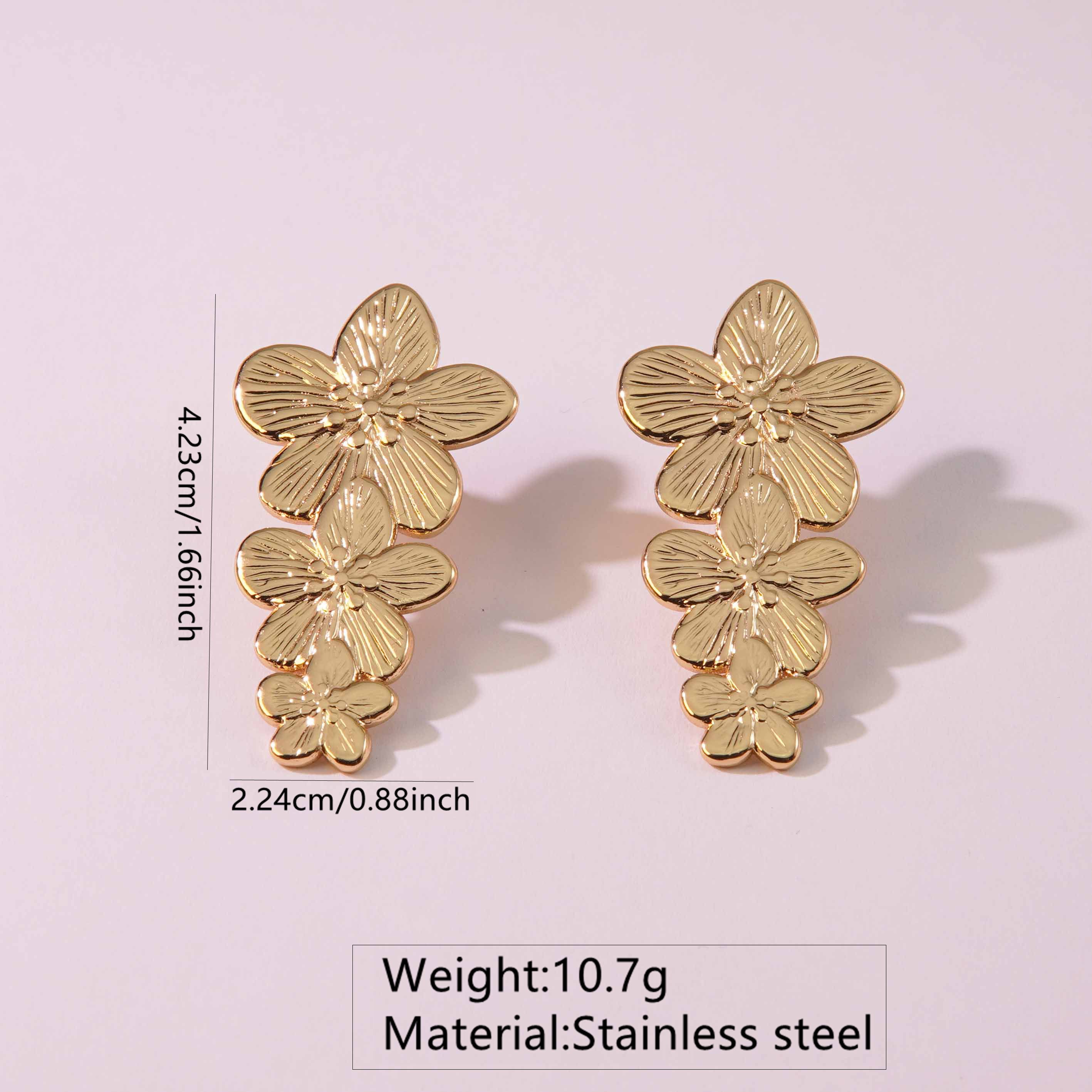 2 Pieces Set Retro French Style Geometric Flower 304 Stainless Steel Imitation Gold  Ear Studs display picture 9