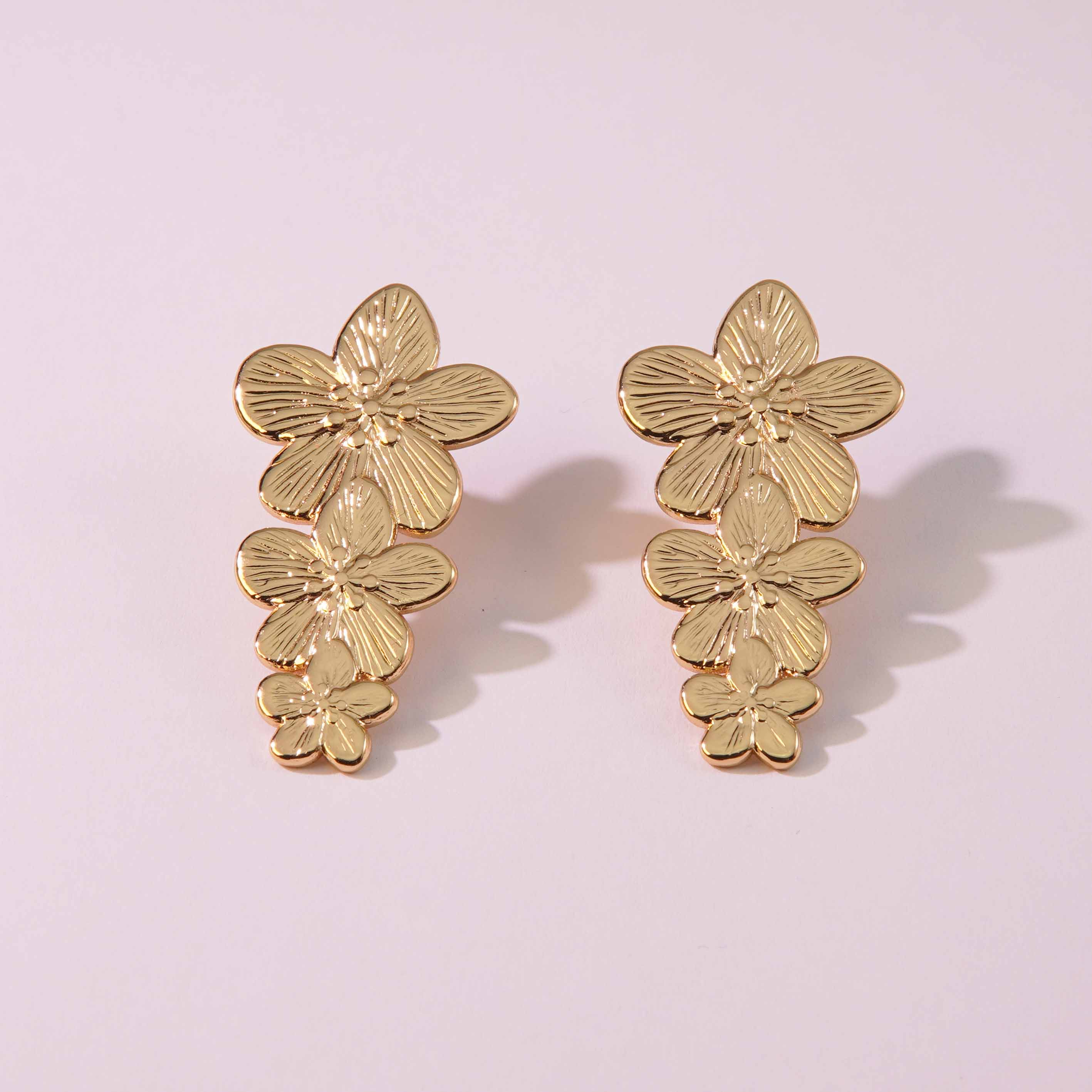 2 Pieces Set Retro French Style Geometric Flower 304 Stainless Steel Imitation Gold  Ear Studs display picture 2