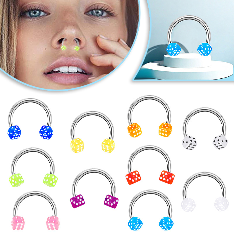 1 Piece Nose Rings & Studs Exaggerated Sexy Artistic Dice 316 Stainless Steel  Arylic Inlay Acrylic Resin Nose Rings & Studs display picture 12