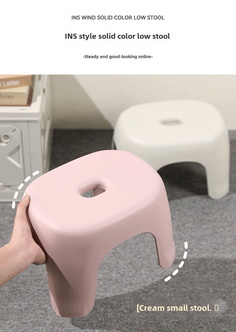 Adult Low Stool Bathroom Stool Wholesale Household Transparent Plastic Small Stool Multi-functional Shoe Changing Stool Pedal Small Bench display picture 1