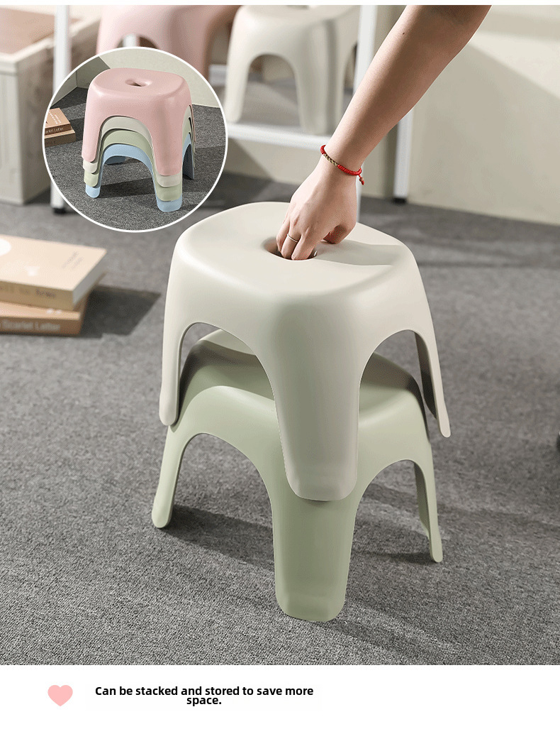 Adult Low Stool Bathroom Stool Wholesale Household Transparent Plastic Small Stool Multi-functional Shoe Changing Stool Pedal Small Bench display picture 5