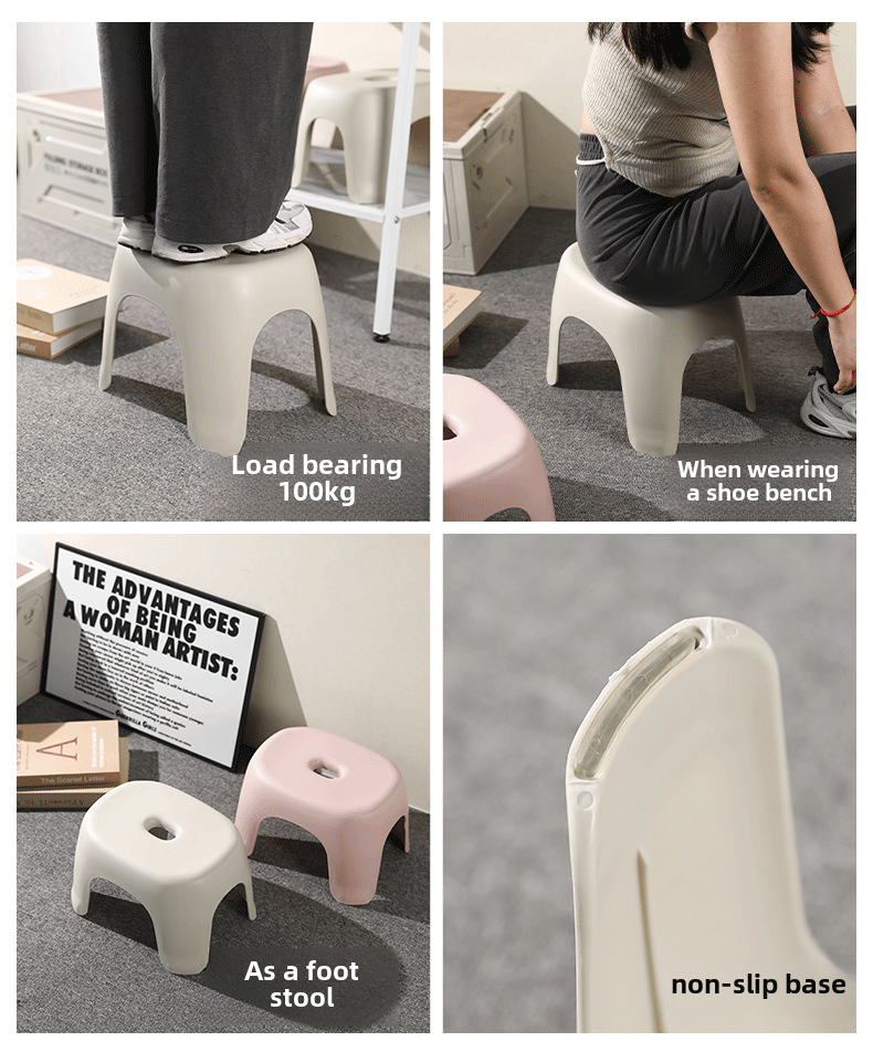 Adult Low Stool Bathroom Stool Wholesale Household Transparent Plastic Small Stool Multi-functional Shoe Changing Stool Pedal Small Bench display picture 8