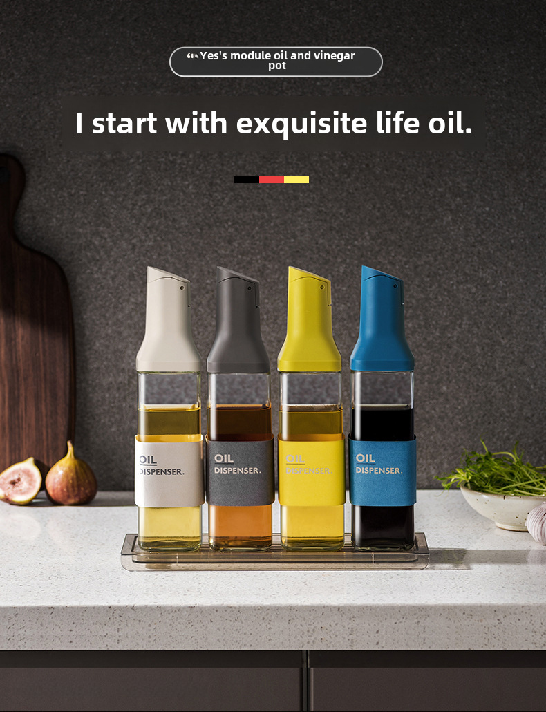 Oil Bottle Household Kitchen Glass Oil Pot Sespery Oil Soy Sauce Vinegar Bottle Seasoning Bottle Vinegar Leak-Proof Oil Tank display picture 1