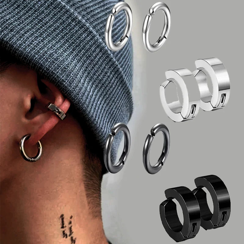 Stainless Steel Ear Clip Earrings Without Ear Penetration Puncture Jewelry Classic Personality Trendy Men display picture 1