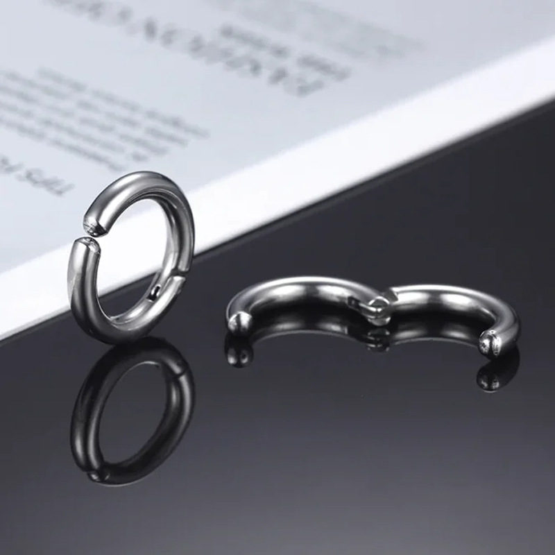 Stainless Steel Ear Clip Earrings Without Ear Penetration Puncture Jewelry Classic Personality Trendy Men display picture 2