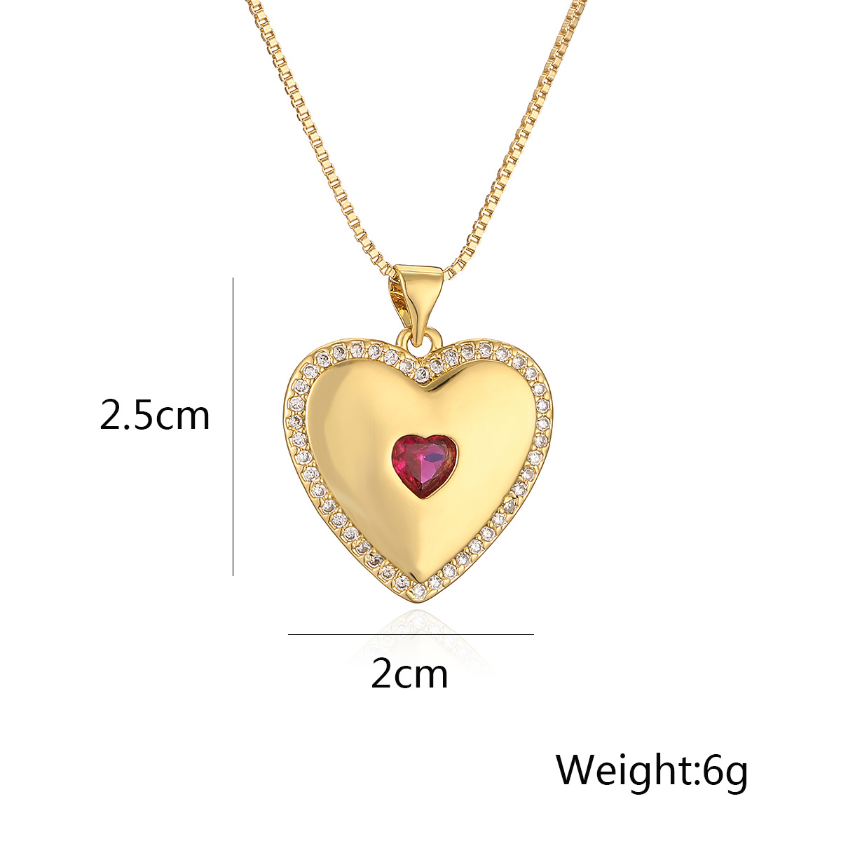 Copper 18K Gold Plated Inlay Heart Shape Zircon Pendant Necklace display picture 3