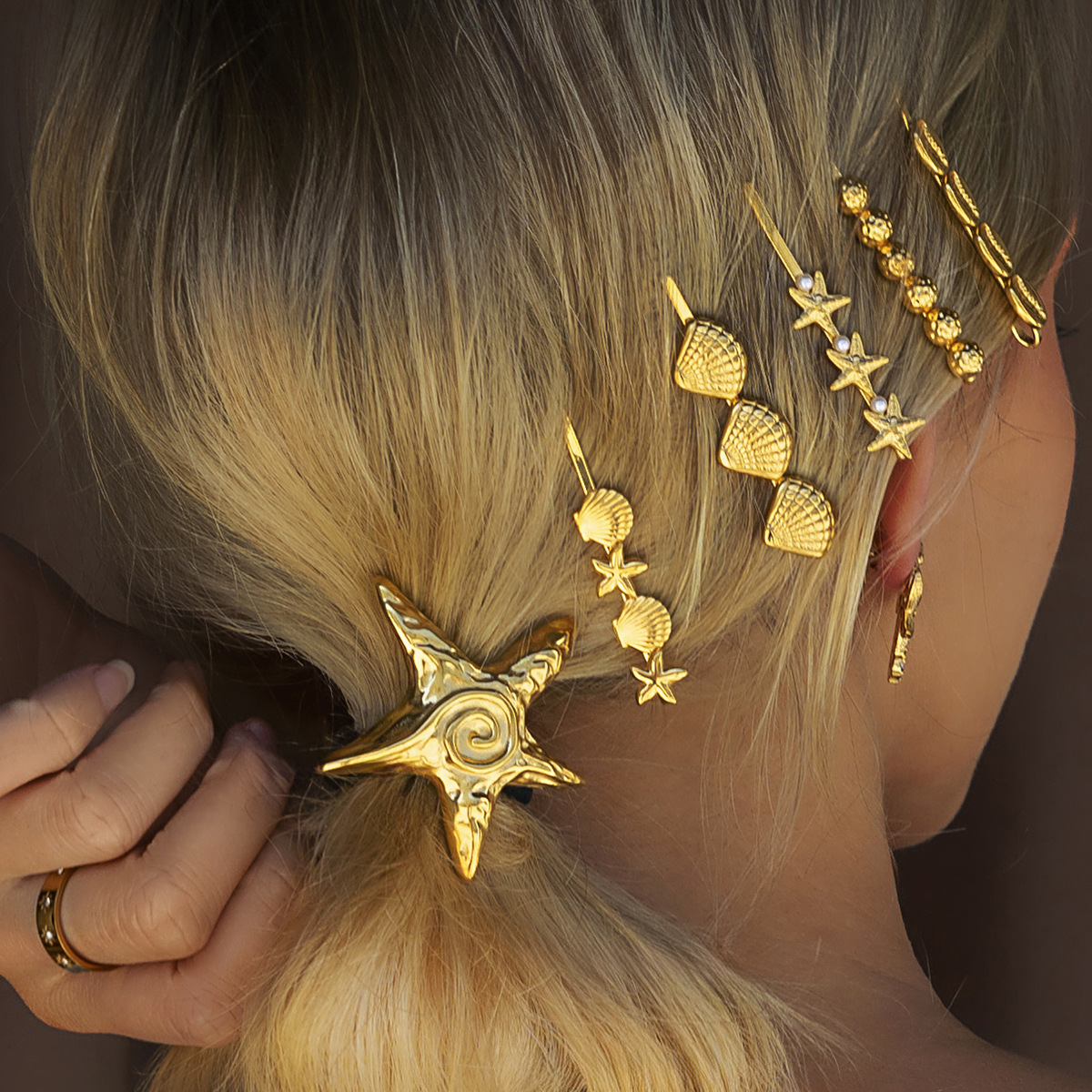 Women's Beach Sweet Starfish Conch Shell Alloy Shell Pearls Hair Claws display picture 12